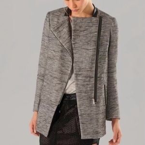 Maje Leather Trim Tweed jacket